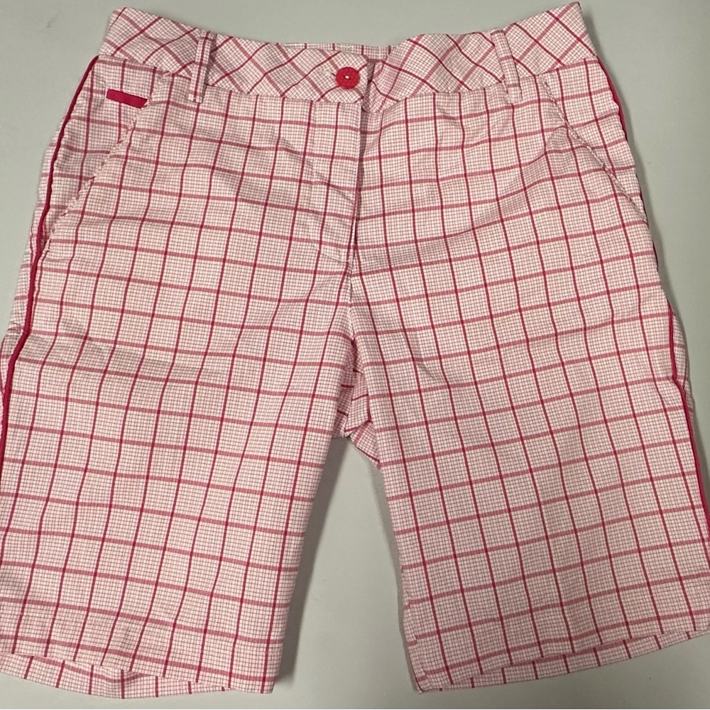 Puma Red and White Plaid Shorts